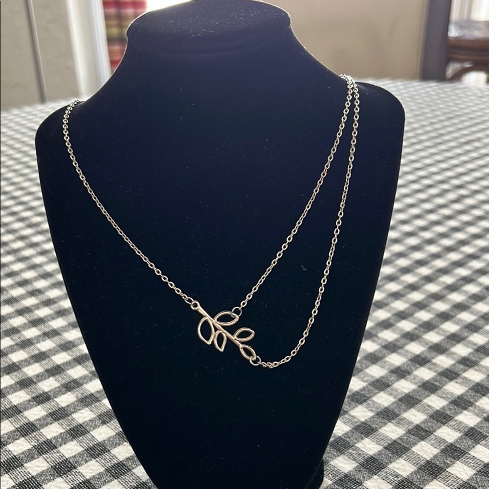 Delicate Silver Leaf Branch Chain Necklace